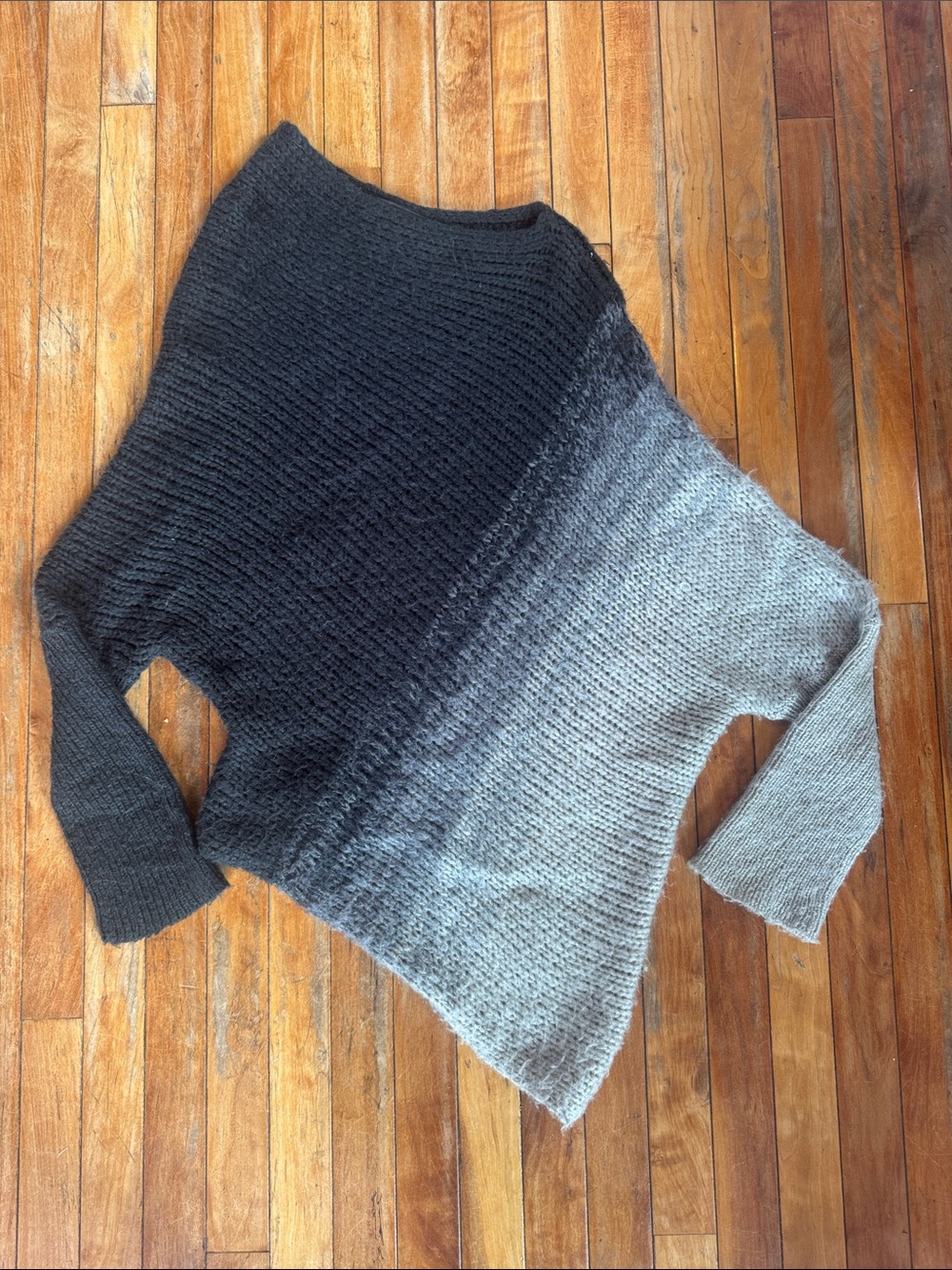 Wooden Ships Ombre Black to Gray Women's A Symmetrical Knit Sweater